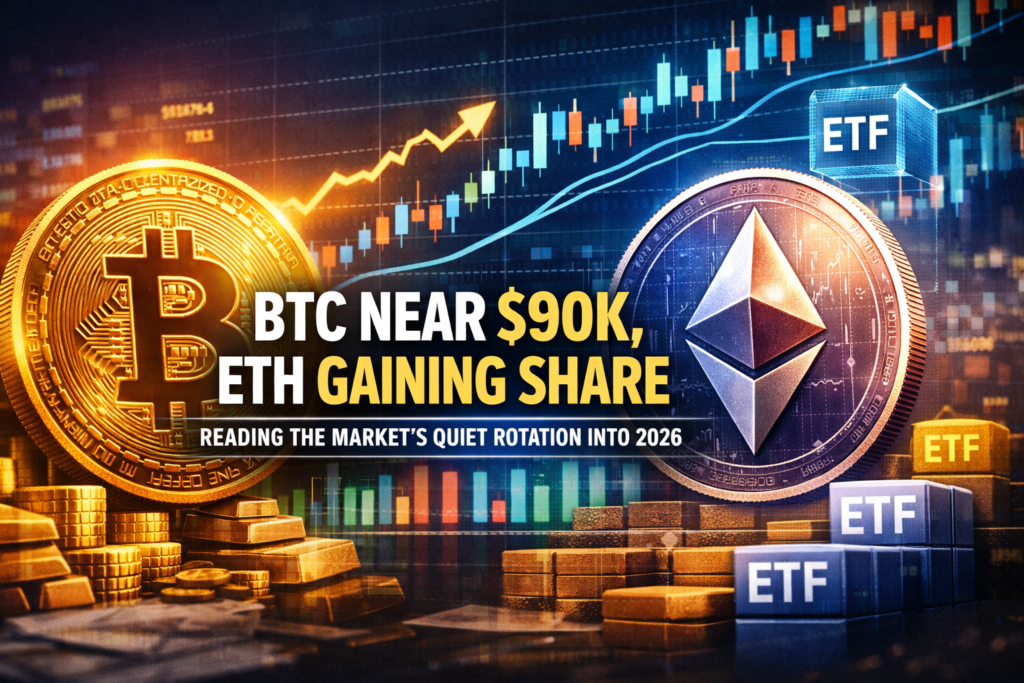 BTC Near $90K, ETH Gaining Share: Reading The Market’s Quiet Rotation Into 2026